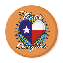 Texas Caregiver magnet (orangens bakgrund)