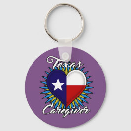 Texas Caregiver-nyckelkedja (lila bakgrund) Nyckelring