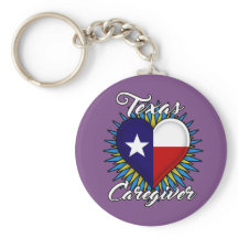 Texas Caregiver-nyckelkedja (lila bakgrund)