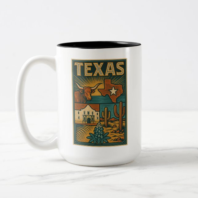 Texas Ceramic Mugg - delstaten Texas Coffee Kopp (Vänster)