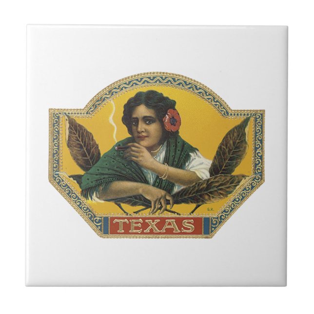 Texas Cigar Label Kakelplatta (Framsidan)