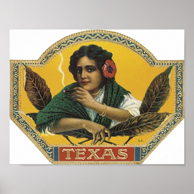 Texas Cigar Label Poster (Framsidan)
