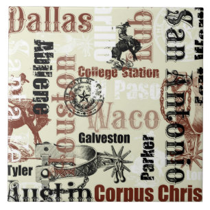 Texas Cities, Broncs and Spurs Kakelplatta