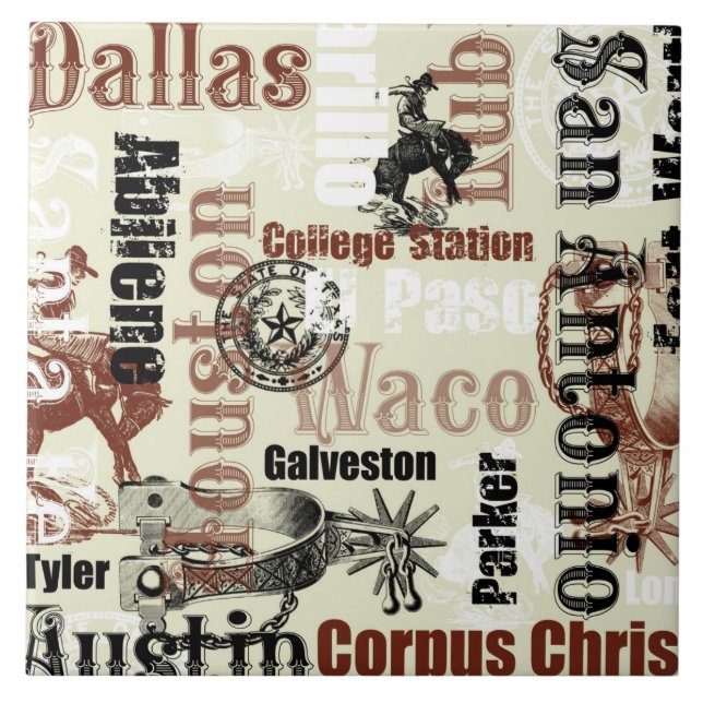 Texas Cities, Broncs and Spurs Kakelplatta (Framsidan)