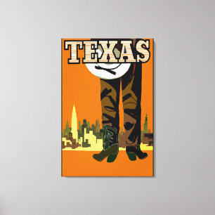 Texas City Cowboy Canvastryck