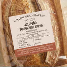 Texas Cottage Food Jalapeño Sourdough Bröd Etikett