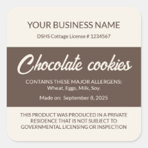 Texas Cottage Food Law Chokladkakel Etikett