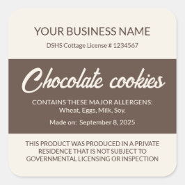 Texas Cottage Food Law Chokladkakel Etikett