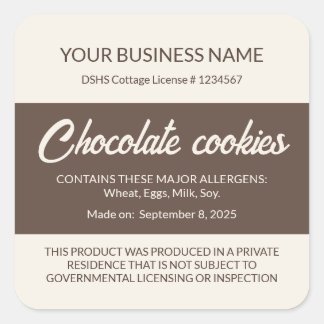 Texas Cottage Food Law Chokladkakel Etikett