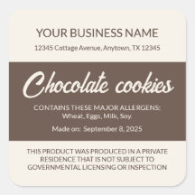 Texas Cottage Food Law Chokladkakel Etiketter