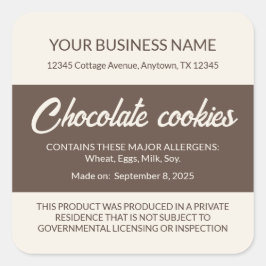 Texas Cottage Food Law Chokladkakel Etiketter 