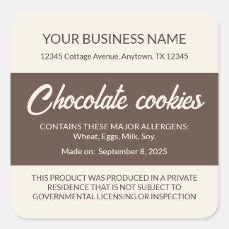 Texas Cottage Food Law Chokladkakel Etiketter