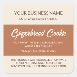 Texas Cottage Food Law Pepparkaks Kanelbulle Etike Fyrkantigt Klistermärke