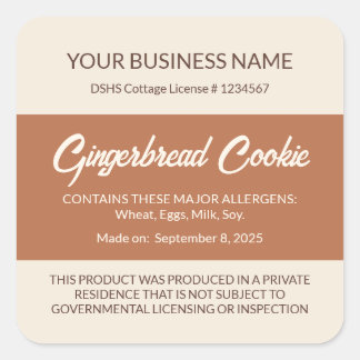 Texas Cottage Food Law Pepparkaks Kanelbulle Etike Fyrkantigt Klistermärke