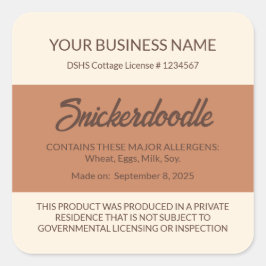 Texas Cottage Food Law Snickerdoodle Etikett