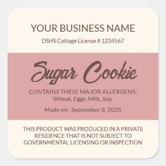 Texas Cottage Food Law Sockerkaka Etikett