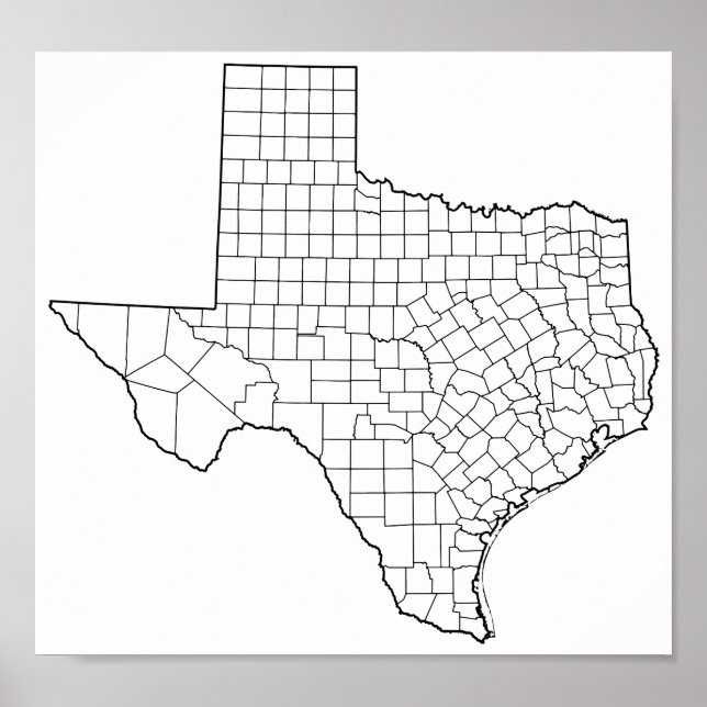 Texas Countyn Blank Disline Karta Poster (Framsidan)