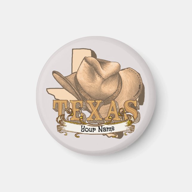 Texas Cowboy anpassat namn Magnet (Framsidan)