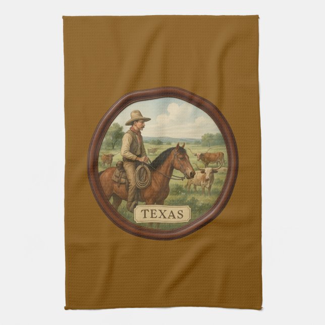 Texas Cowboy Brun Kökshandduk (Vertikal)