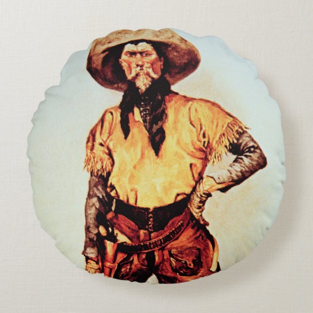 Texas Cowboy, c.1890 (olja på kanfas) Rund Kudde (Framsidan)