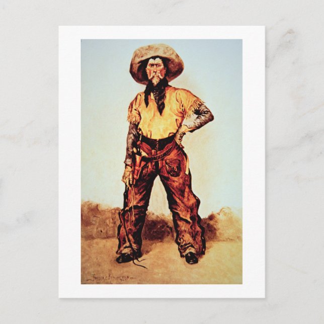 Texas Cowboy, c.1890 (olja på kanfas) Vykort (Framsida)