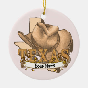 Texas Cowboy-eget namn Julgransprydnad Keramik