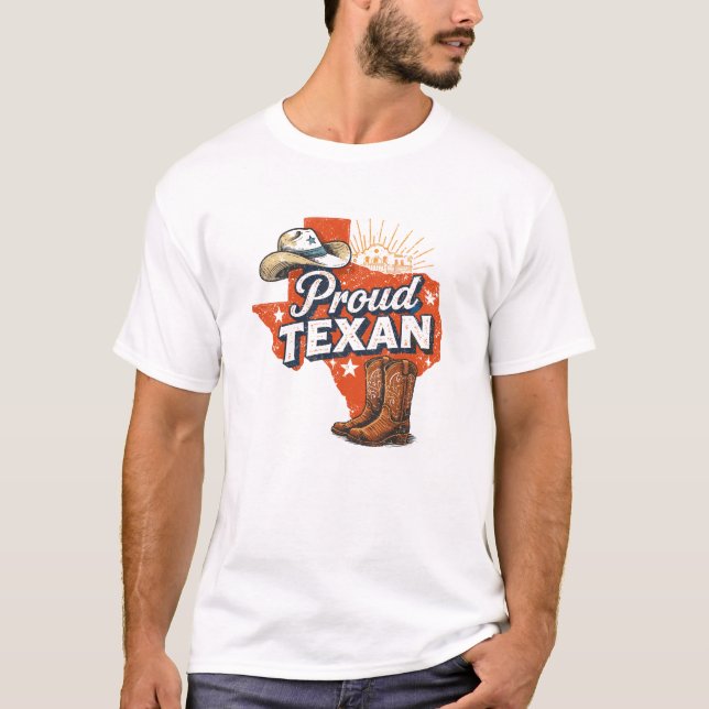 Texas Cowboy Hat & Boots Graphic T Shirt (Framsida)