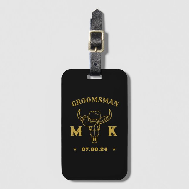 Texas Cowboy Monogram Best Man-Marskalkar Bagagebricka (Framsida vertikal)