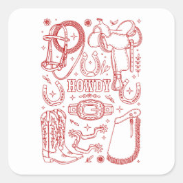 Texas Cowboy Pack Fyrkantigt Klistermärke