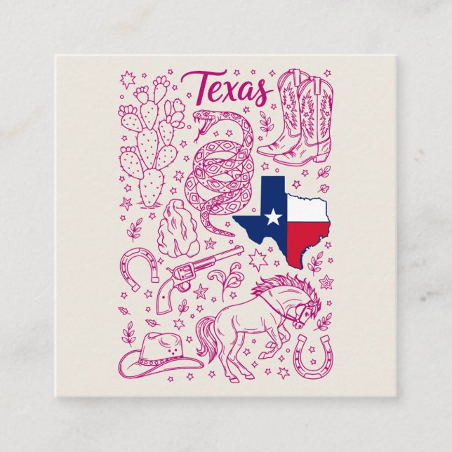 Texas Cowboy Pack Västerländska Vibrationer Fyrkantigt Visitkort (Framsida)
