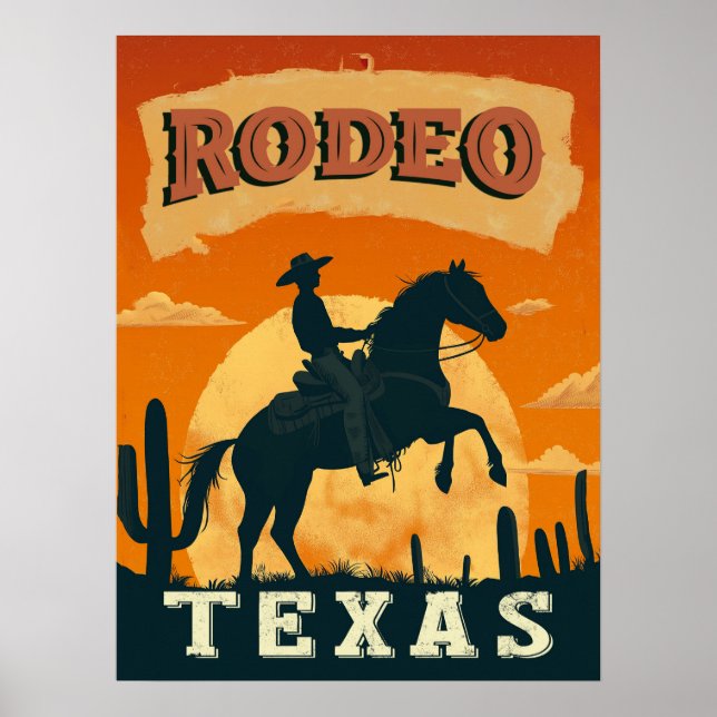 Texas Cowboy Rodeo Vintage Poster (Framsidan)