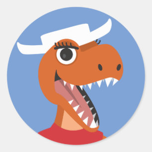 Texas cowboy T-Rex dinosaur, rund dekal Runt Klistermärke