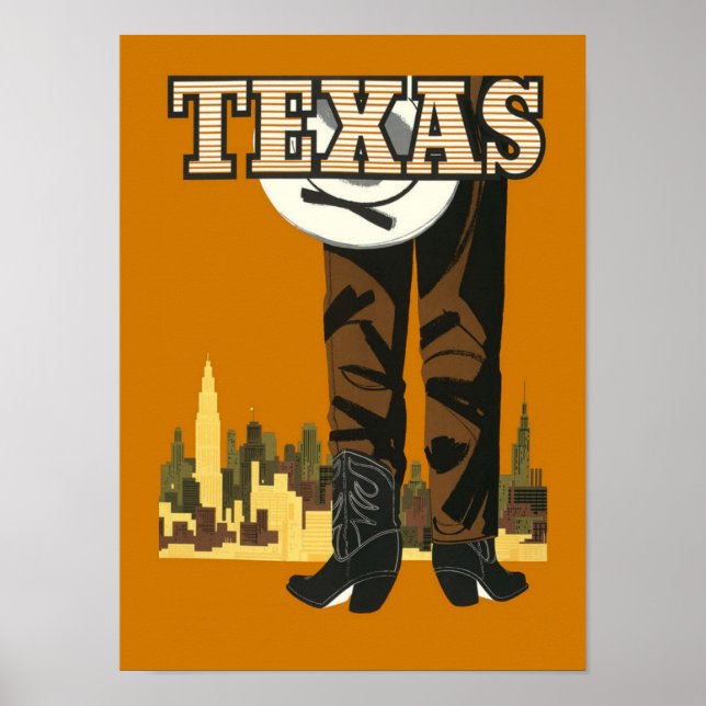 Texas Cowboy Vintage resor Poster (Framsidan)