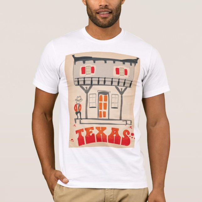 Texas Cowboy Vintage Style-resemapposters T Shirt (Framsida)