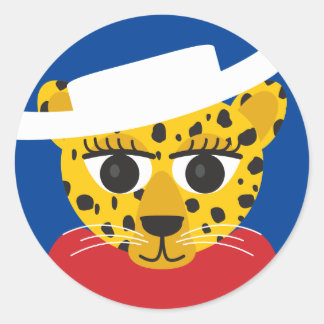 Texas cowboycheetah klassisk, rund dekal runt klistermärke