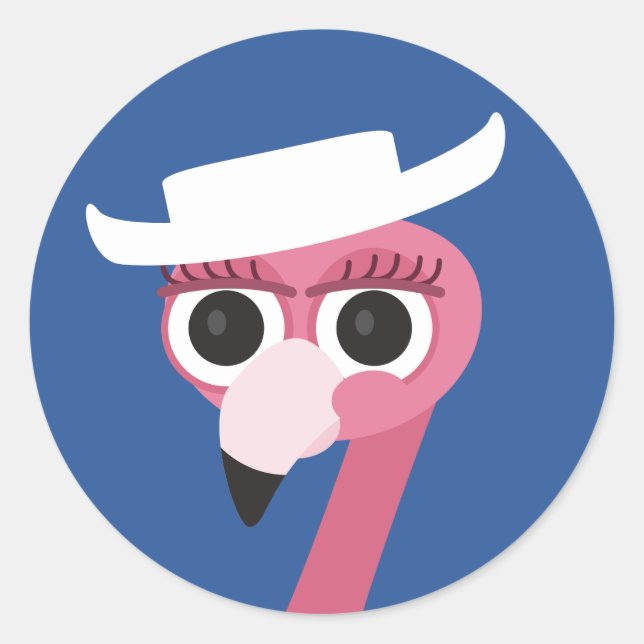 Texas cowboyflamingo runt klistermärke (Framsida)