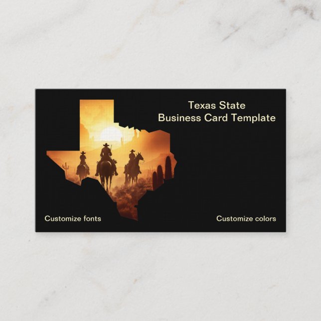 Texas Cowboys State of Texas Logotyp Visitkort (Framsida)