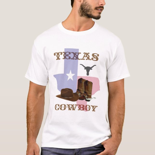 Texas CowboyT-tröja T Shirt (Framsida)
