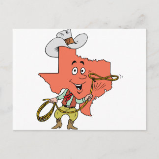 texas cowboytecknad vykort