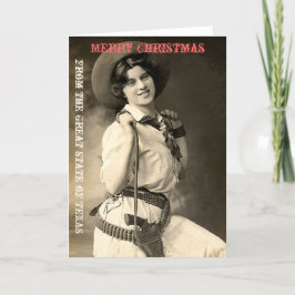 Texas Cowgirl-julhälsningar Helgkort