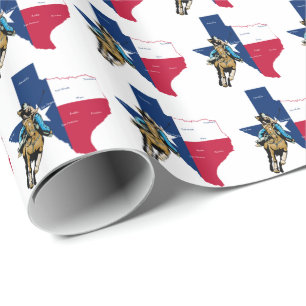 Texas Cowgirl på hästen som slår in papper Presentpapper