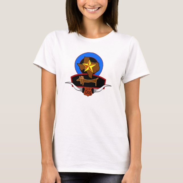 Texas Dachshund US Hund T-shirt (Framsida)