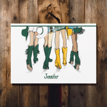 Texas Dam Mode Cowboy Boot Guld Grönt