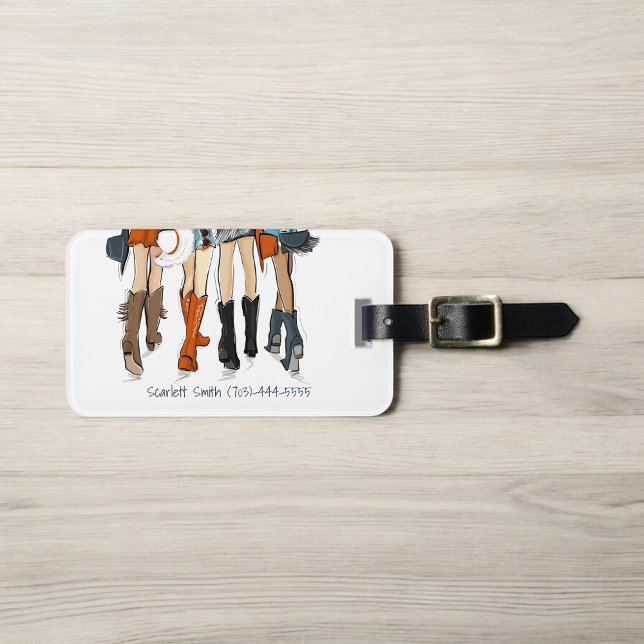 Texas Dam Mode Cowboy Boots Hats Orange Namn Bagagebricka (Skapare uppladdad)