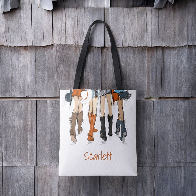 Texas Dam Mode Cowboy Boots Orange Anpassningsbar Tygkasse (Skapare uppladdad)