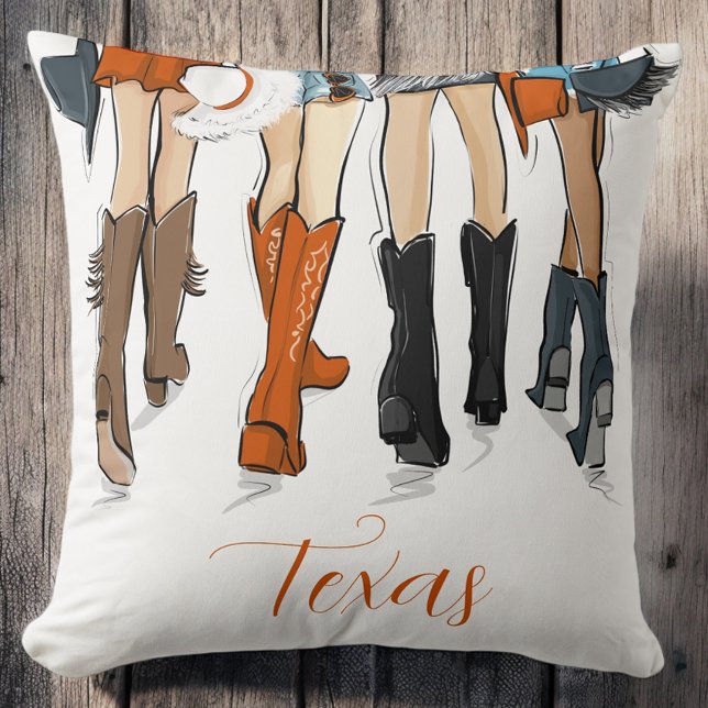 Texas Dam Mode CowboyBoots Orange Kudde (Skapare uppladdad)