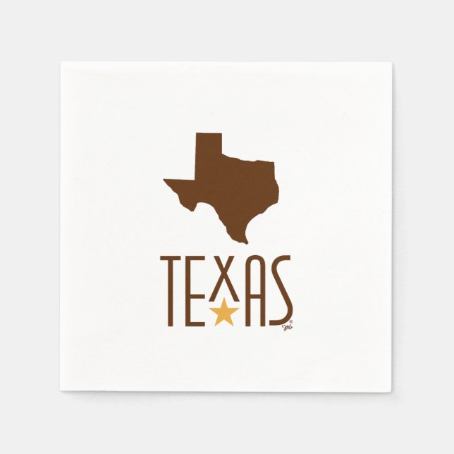 Texas, delstaten Texas, brun Pappersservett (Framsidan)