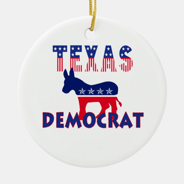 Texas demokrat julgransprydnad keramik (Framsidan)