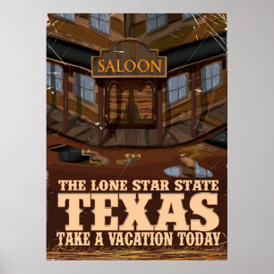 Texas 'Den ensamma stjärnans stat' resaffisch Poster