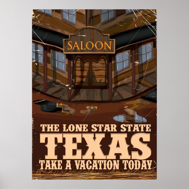 Texas 'Den ensamma stjärnans stat' resaffisch Poster (Framsidan)